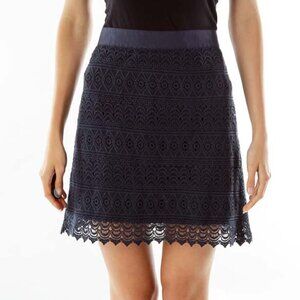 LOFT Navy Laced Skater Skirt